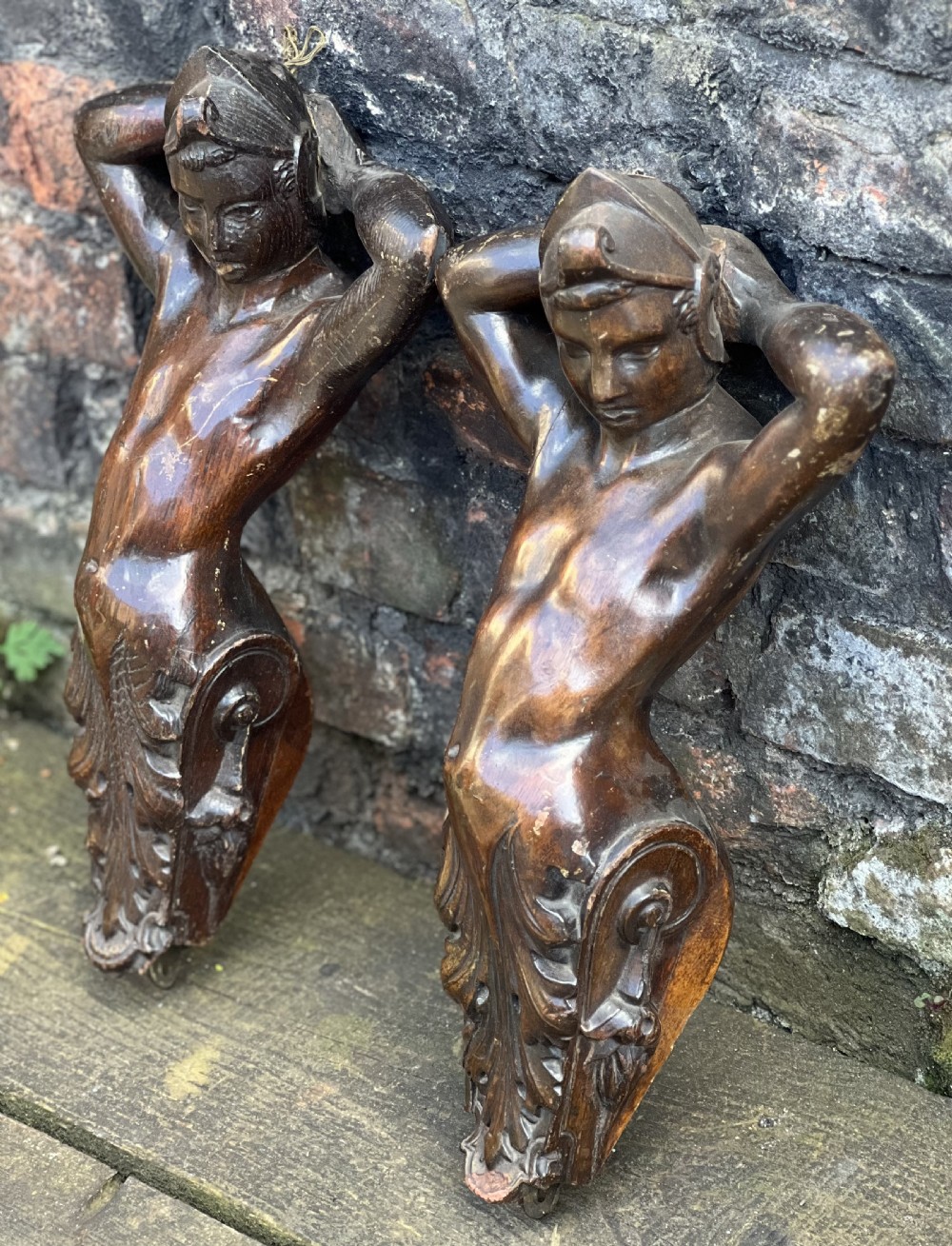 pair of c18th carved termes
