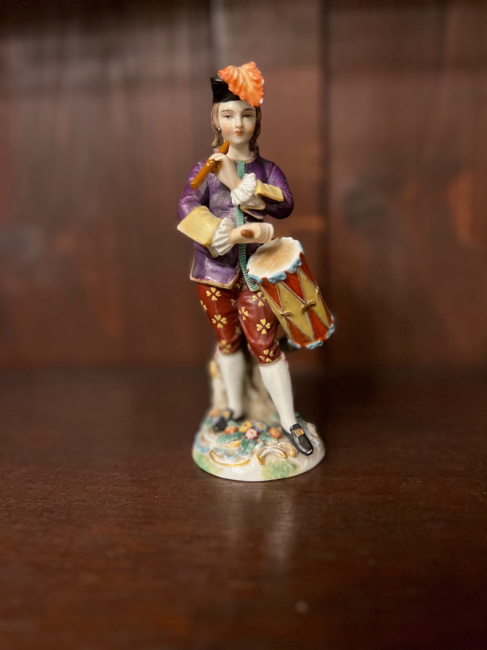 c18th chelsea figure of a drummer