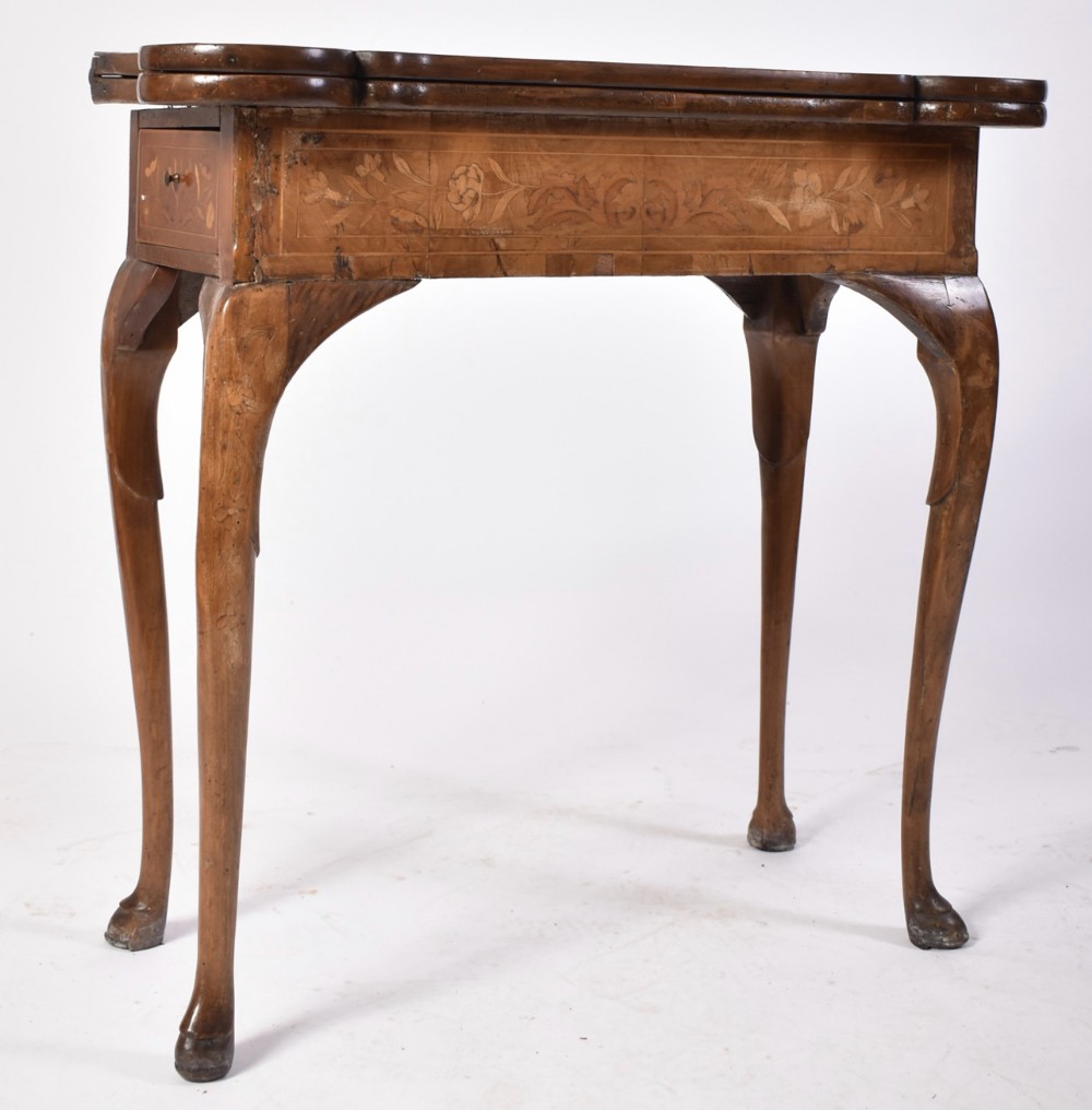 c18th dutch marquetry dog eared games table