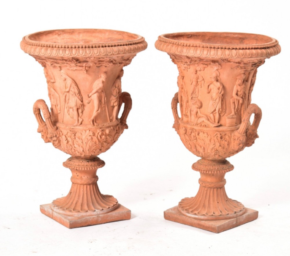 a pair of classical terracotta campana urns