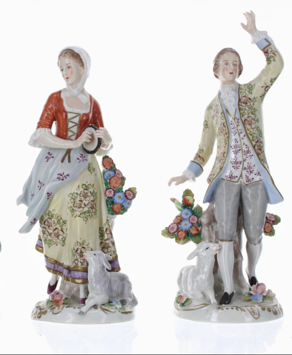pair of sitzendorf porcelain figures of shepherd and sheperdess