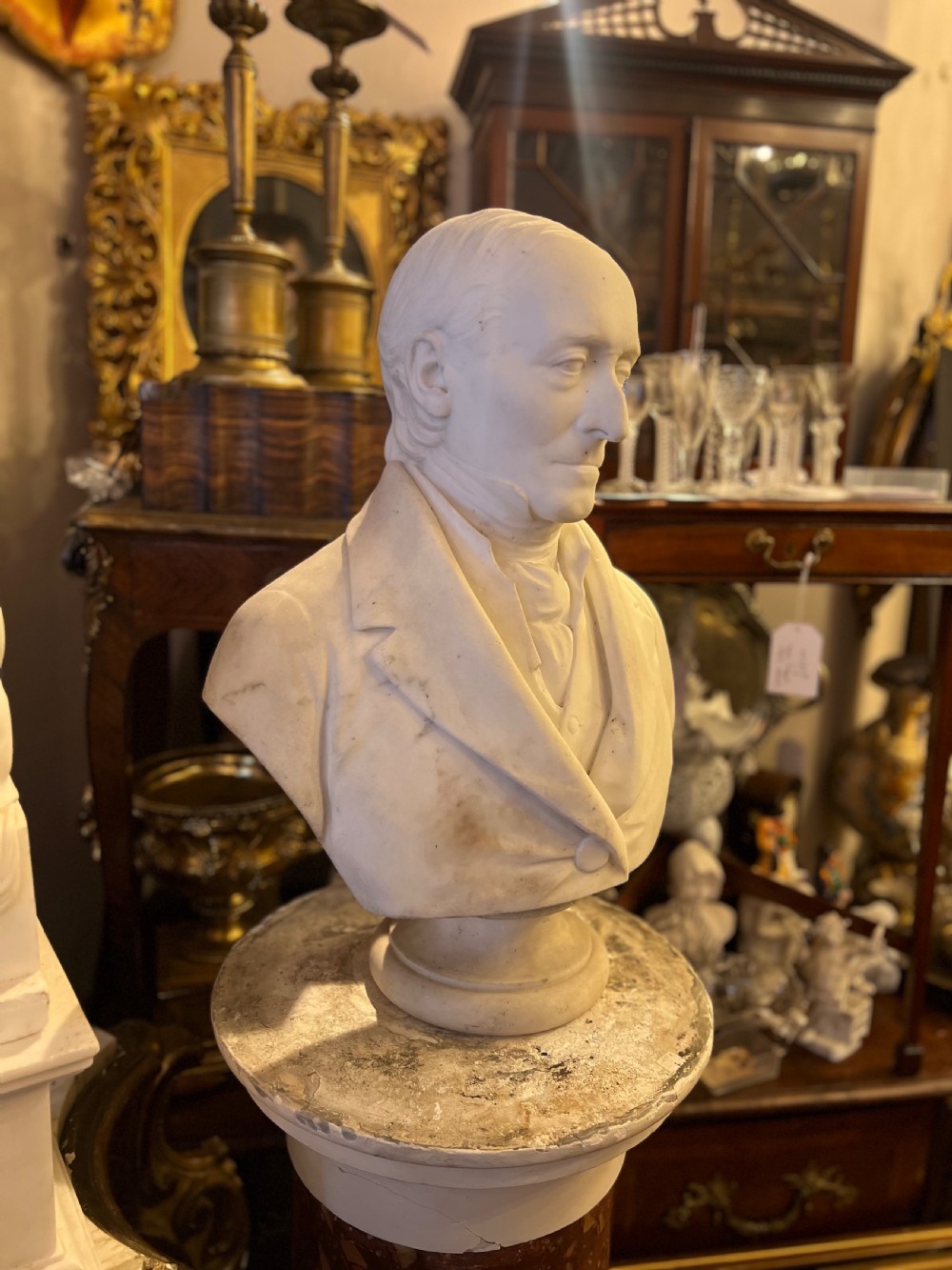 c19th marble library bust of a gentleman