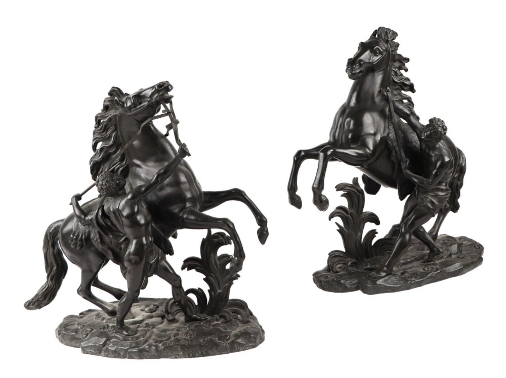 pair of bronze marly horses and their trainers after guillaume coustou 17431745