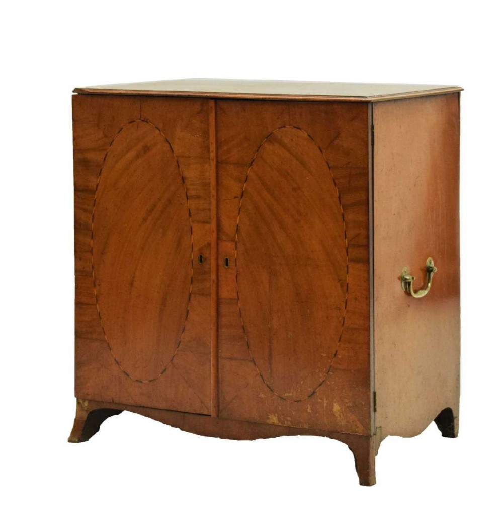 george iii inlaid cabinet containing chest of drawers of small proportions