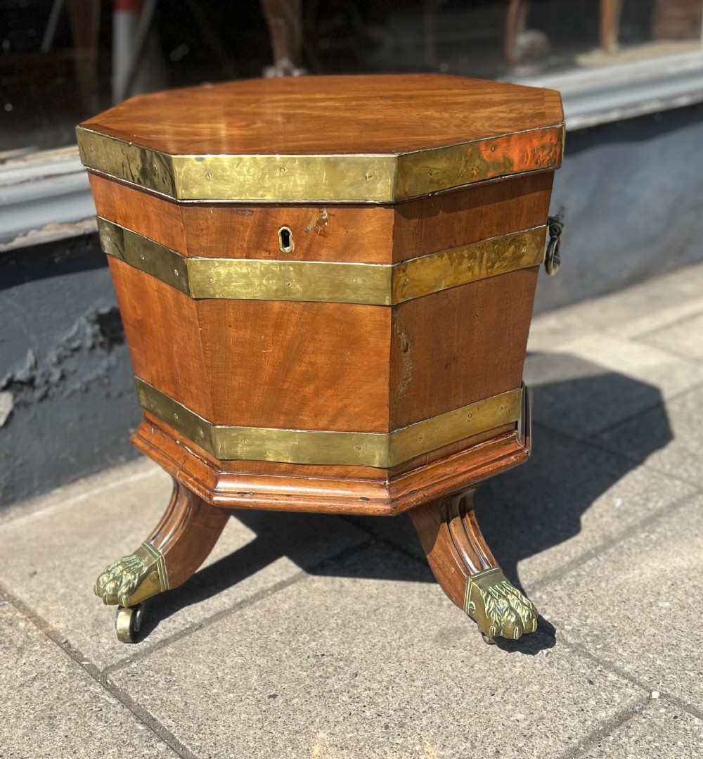 c18th mahogany brass banded wine cellaret