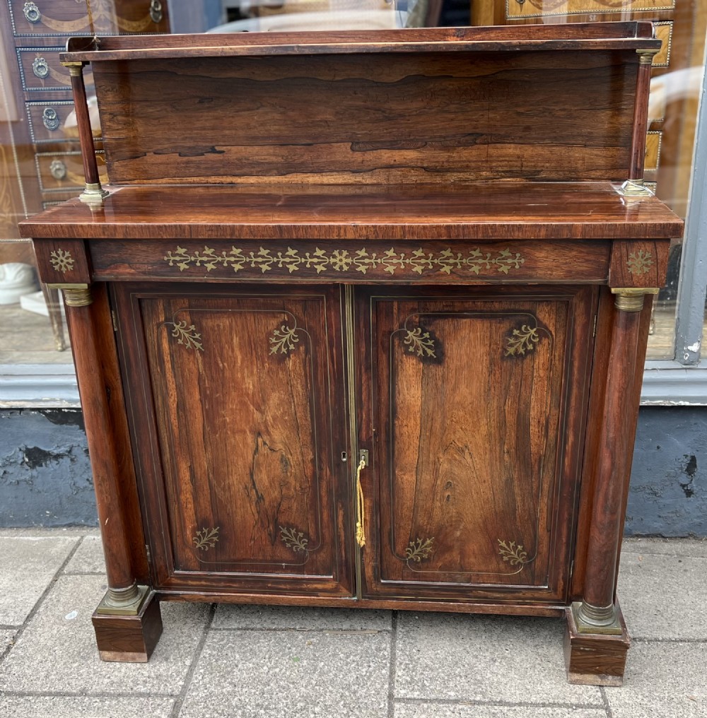 regency brass inlaid side cabinet