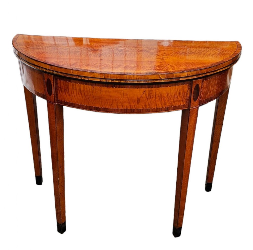 late c18th satinwood demi lune card table