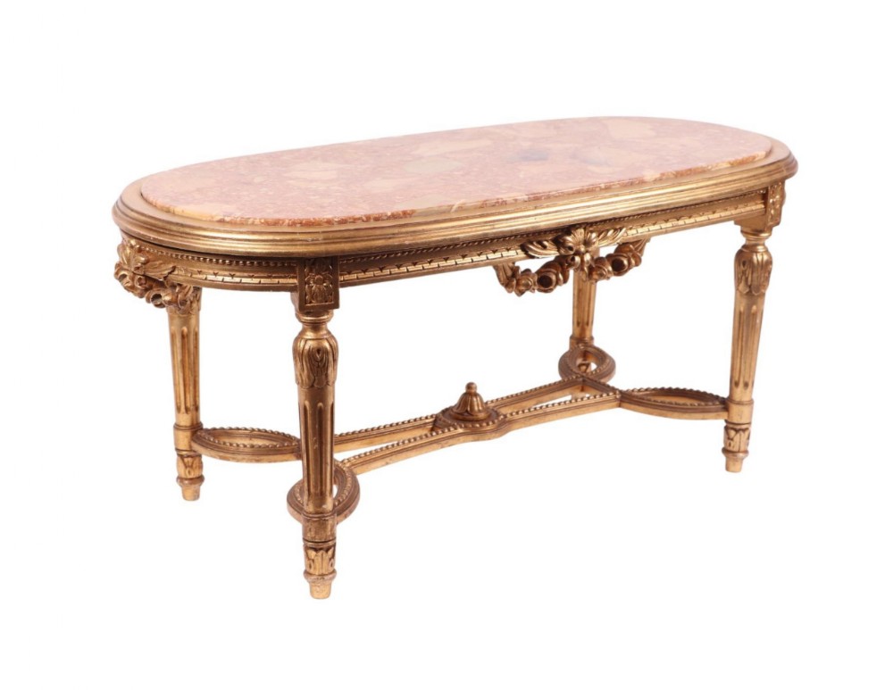 carved giltwood table with inset marble top