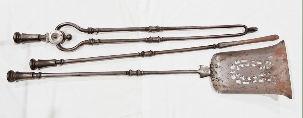 set of three georgian steel fire irons