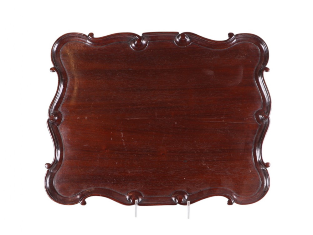 a c19th mahogany tray with scalloped edging