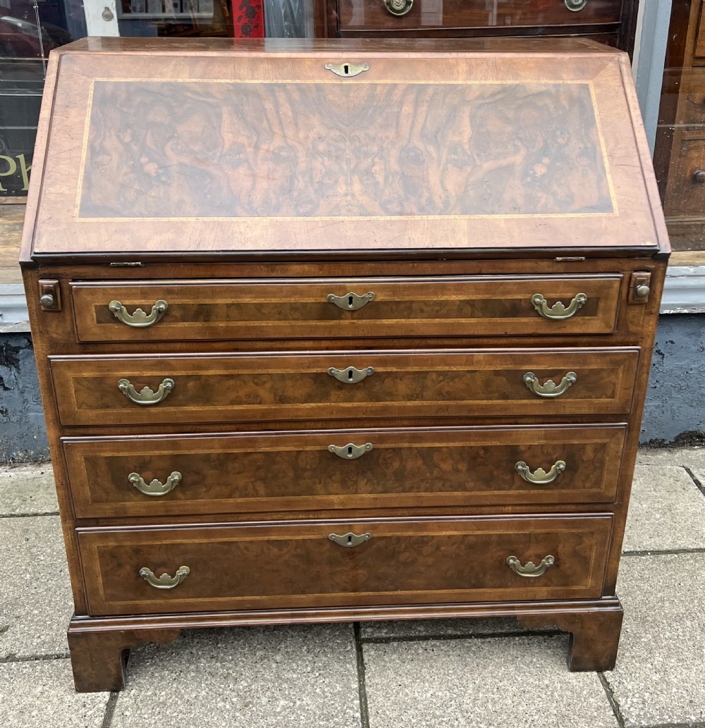 c18th walnut and burr walnut small bureau