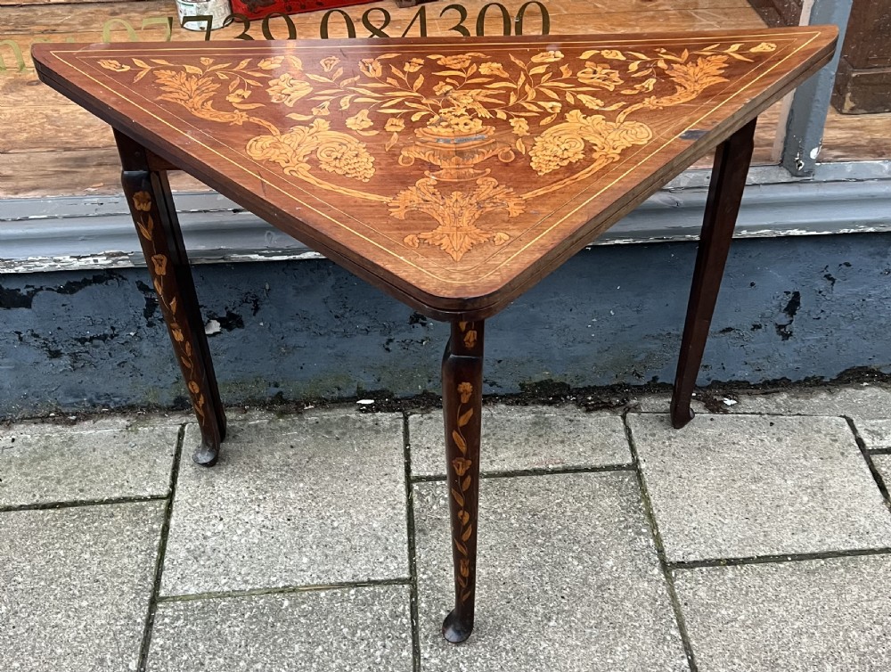 c19th dutch marquetry card table