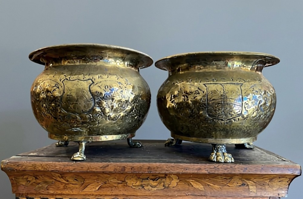 pair of dutch brass jardenaires