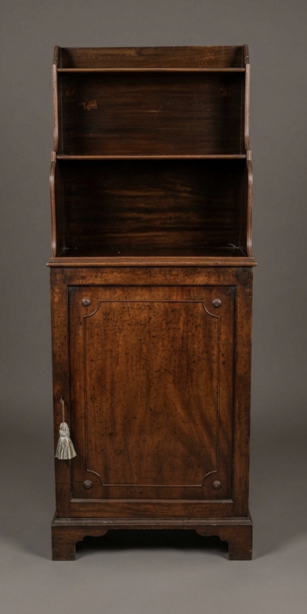 georgian bookcase with cupboard and waterfall bookcase open top