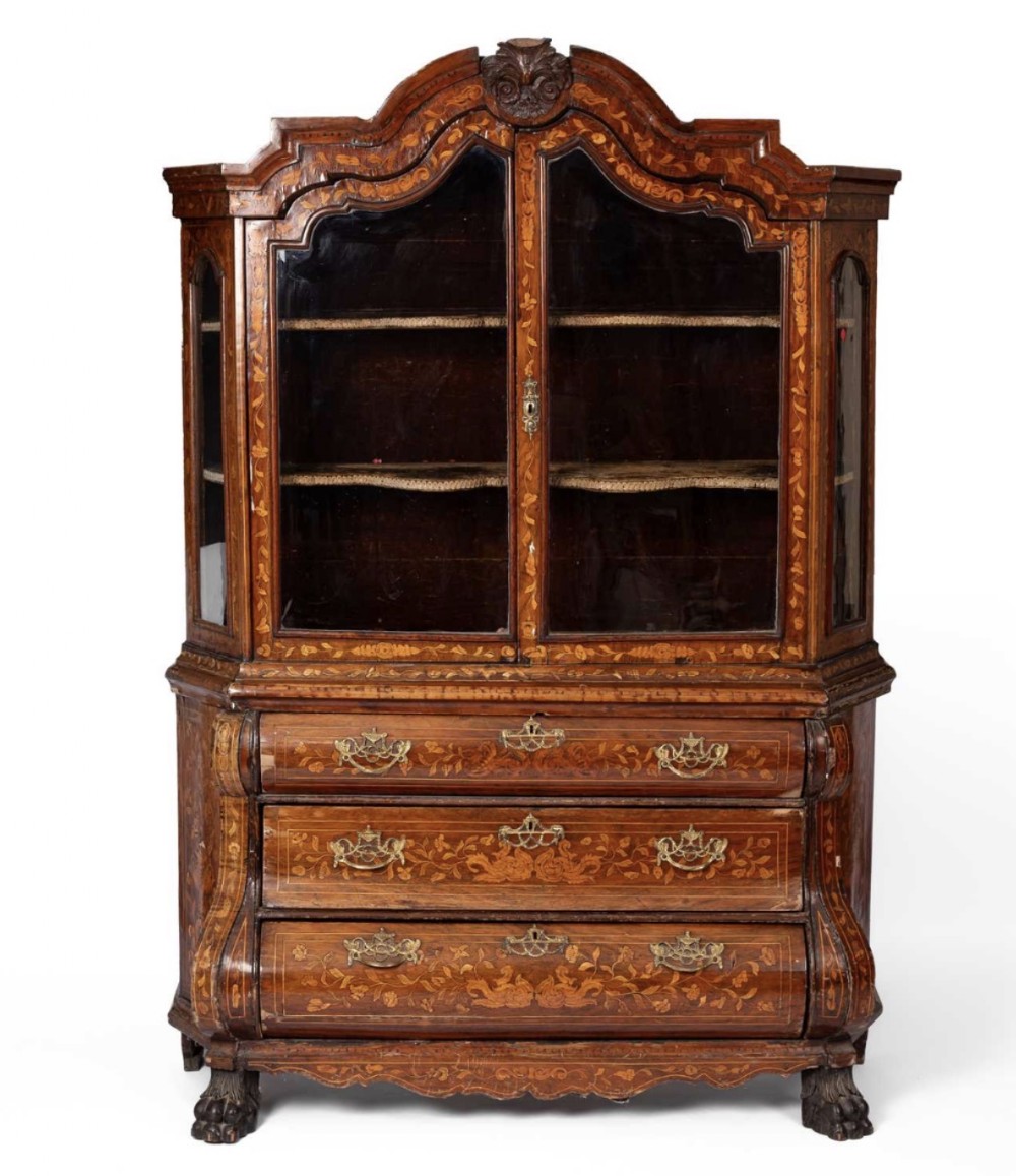 c18th dutch marquetry display cabinet